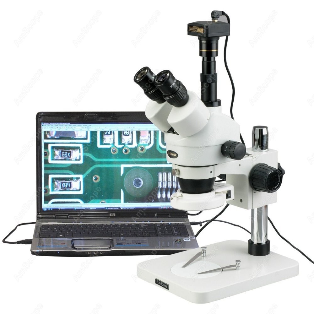 Trinocular Stereo Microscope 7X-45X - Microscopio Estéreo Trinocular con Zoom AmScope