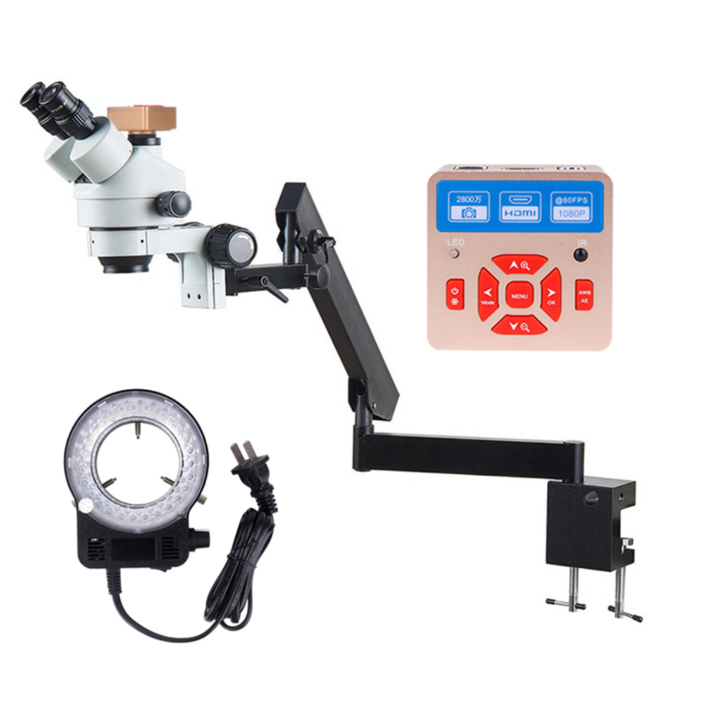 Microscopio con Brazo Flexible - Trinocular Stereo Microscope 7X-45X reseña y precio